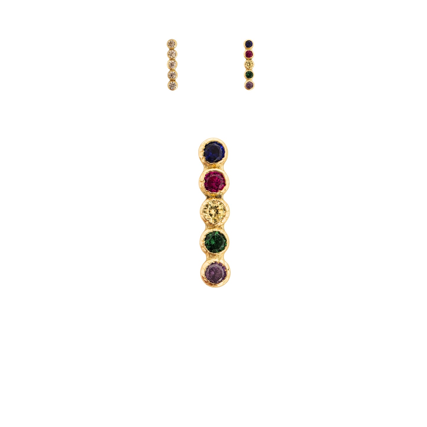 Aretes Oro 10K Broquel Barra 5p Bisel Color a Elegir