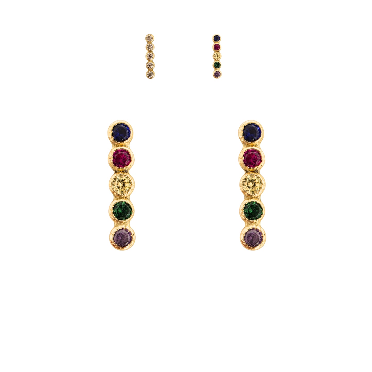 Aretes Oro 10K Broquel Barra 5p Bisel Color a Elegir