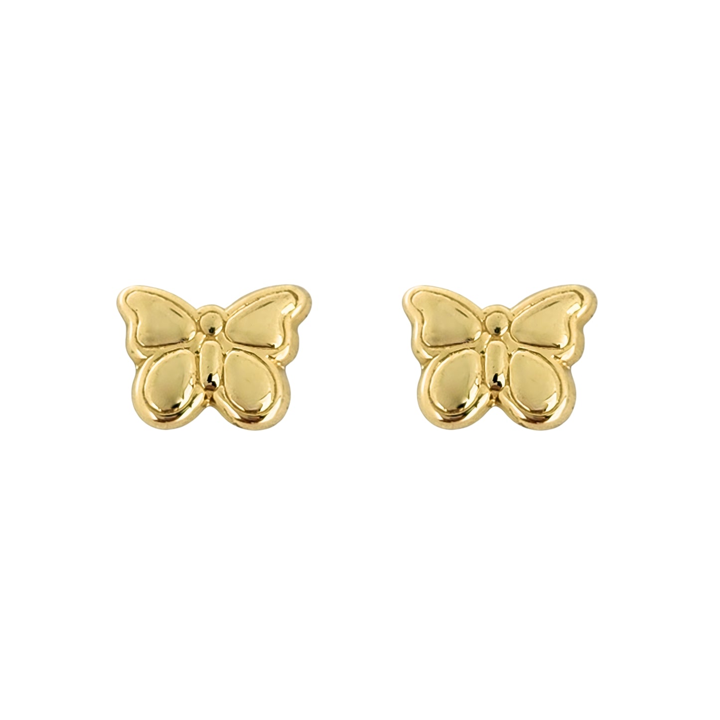Aretes Oro 10K Broquel Mariposa con Relieve