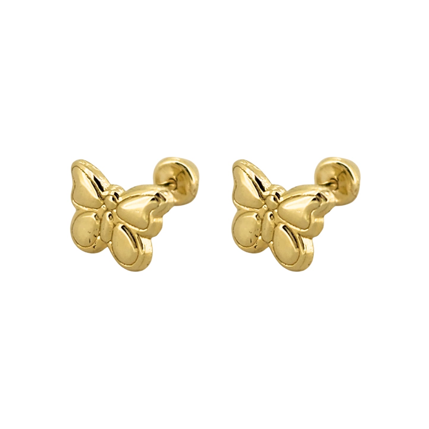 Aretes Oro 10K Broquel Mariposa con Relieve