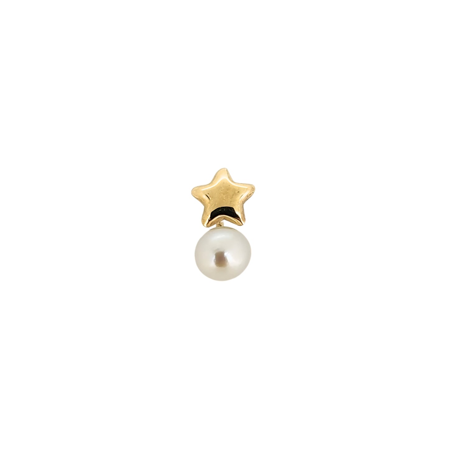 Aretes Estrella Lisa y Perla Oro 10k, Tipo Broquel