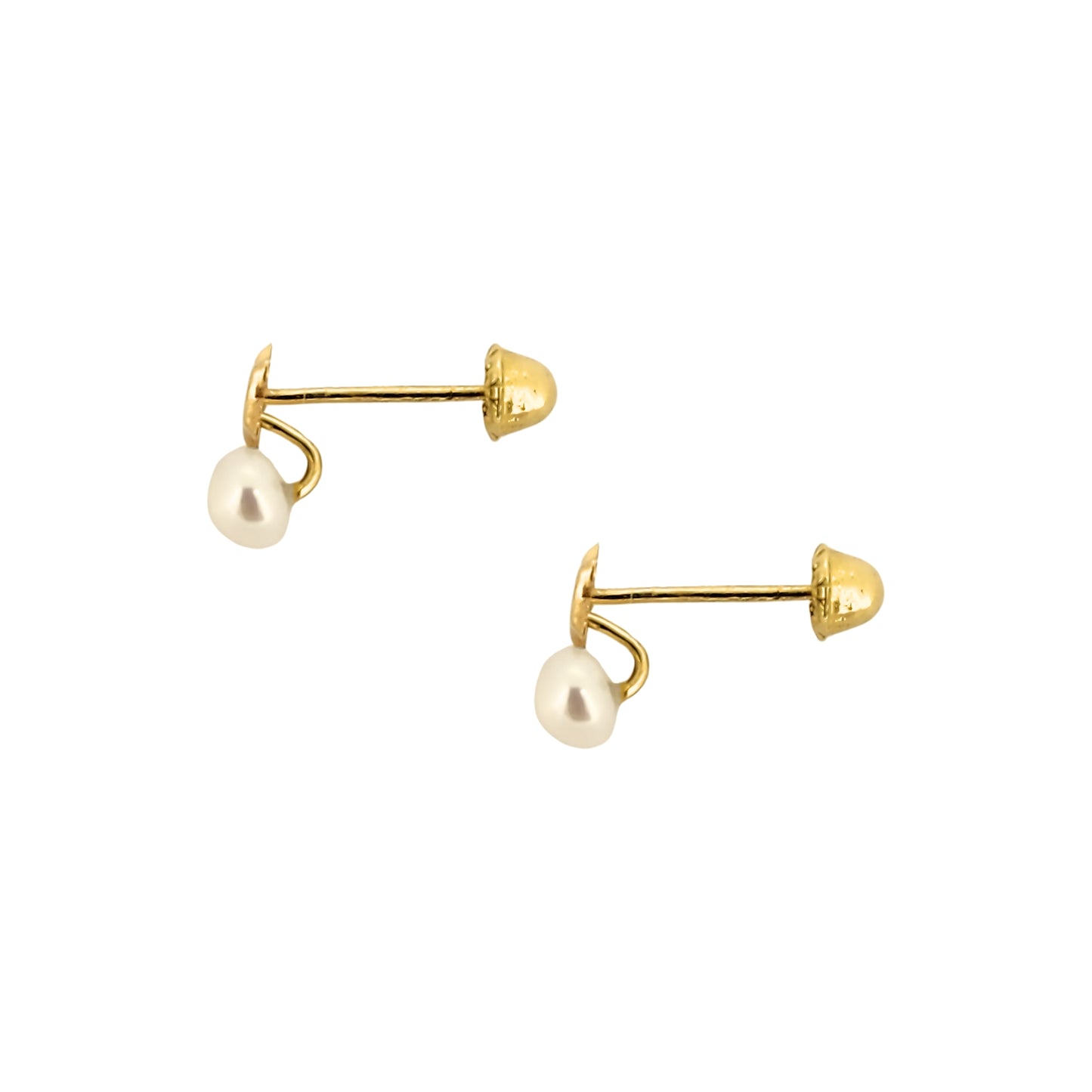 Aretes Estrella Lisa y Perla Oro 10k, Tipo Broquel