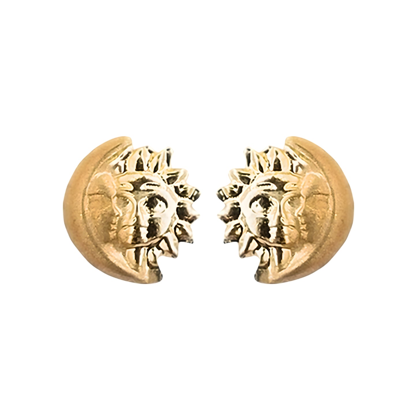 Aretes Oro 10K Broquel Eclipse Sol y Luna