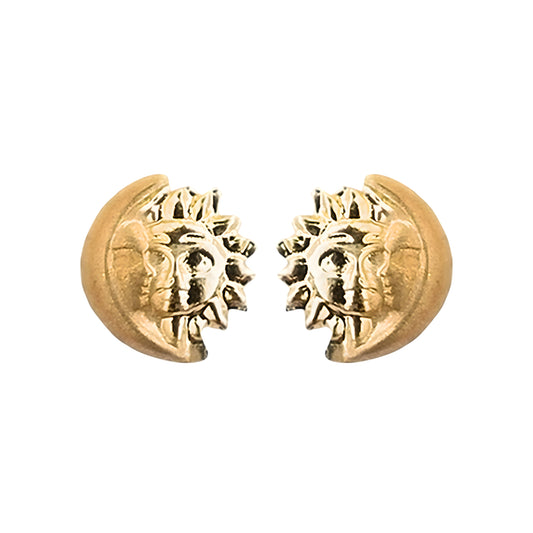 Aretes Oro 10K Broquel Eclipse Sol y Luna