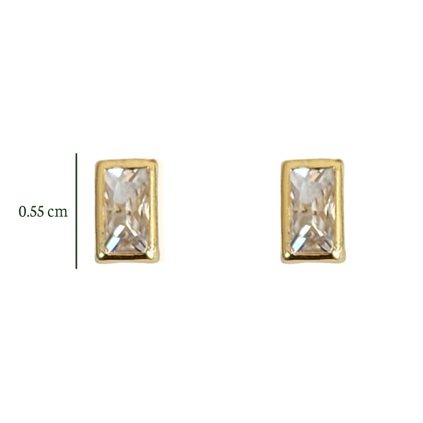 Aretes Bisel Octa Zirconia #3x5 o #4x6, Oro 10k Tipo Broquel