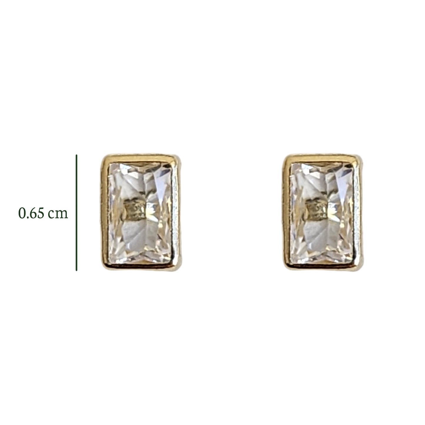 Aretes Bisel Octa Zirconia #3x5 o #4x6, Oro 10k Tipo Broquel