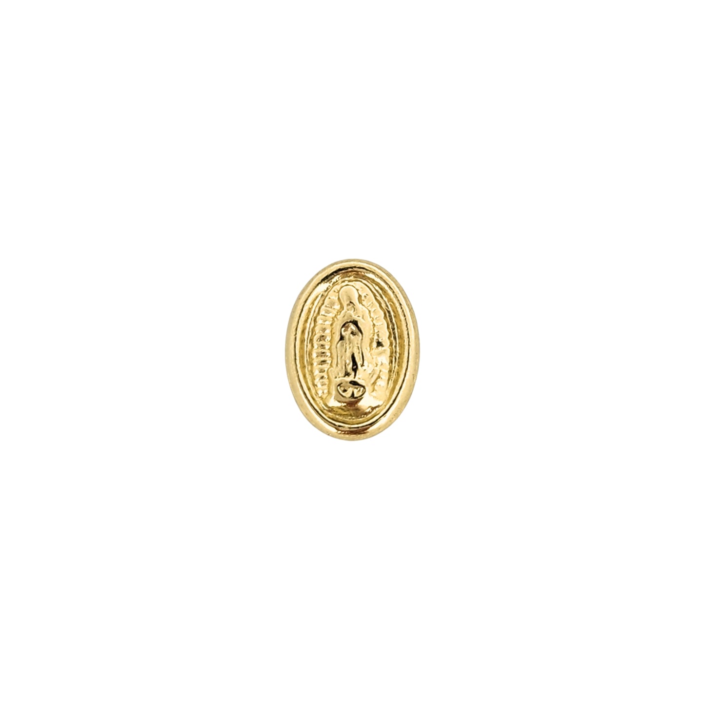 Aretes Oro 10K Broquel Virgen Diamantada Oval