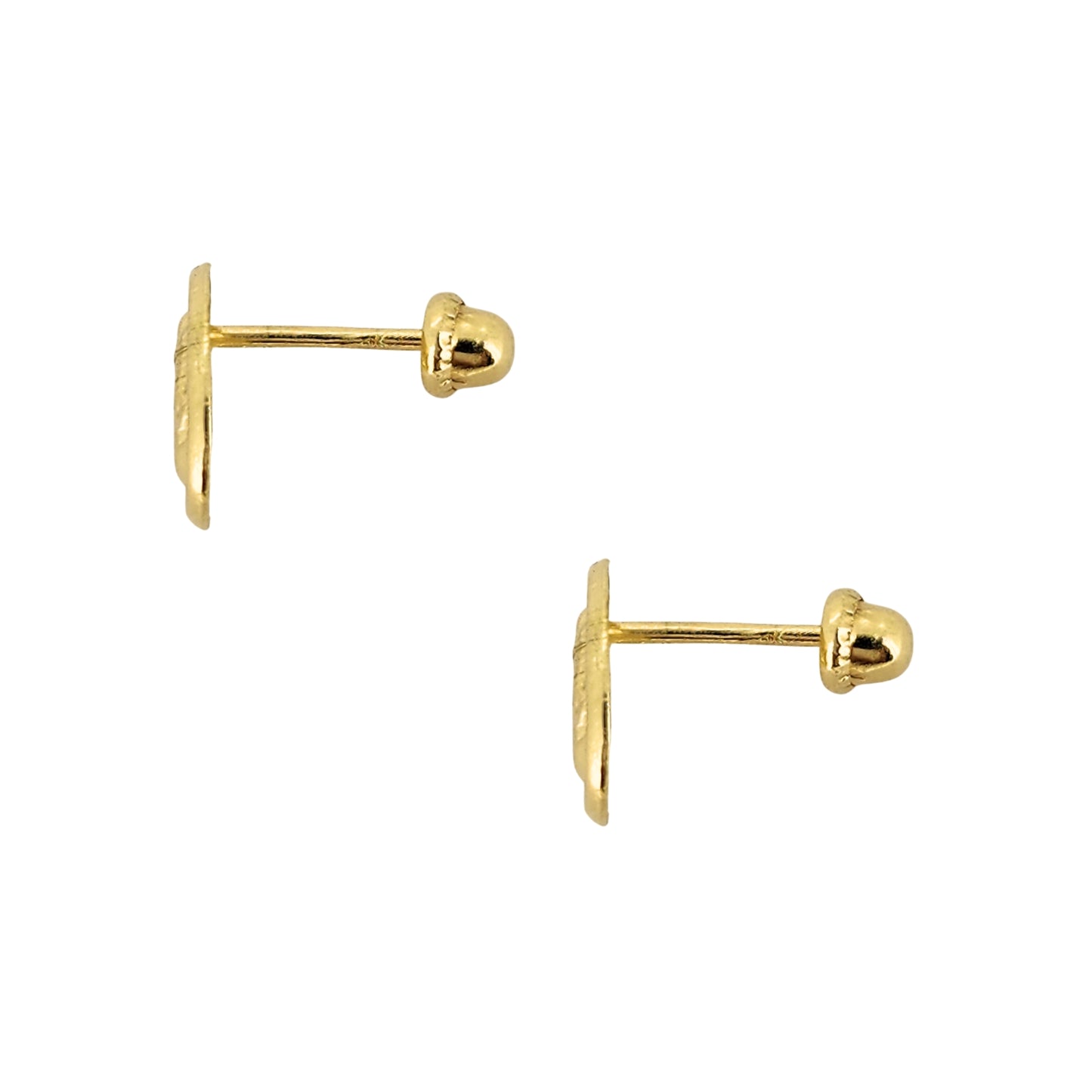 Aretes Oro 10K Broquel Virgen Diamantada Oval