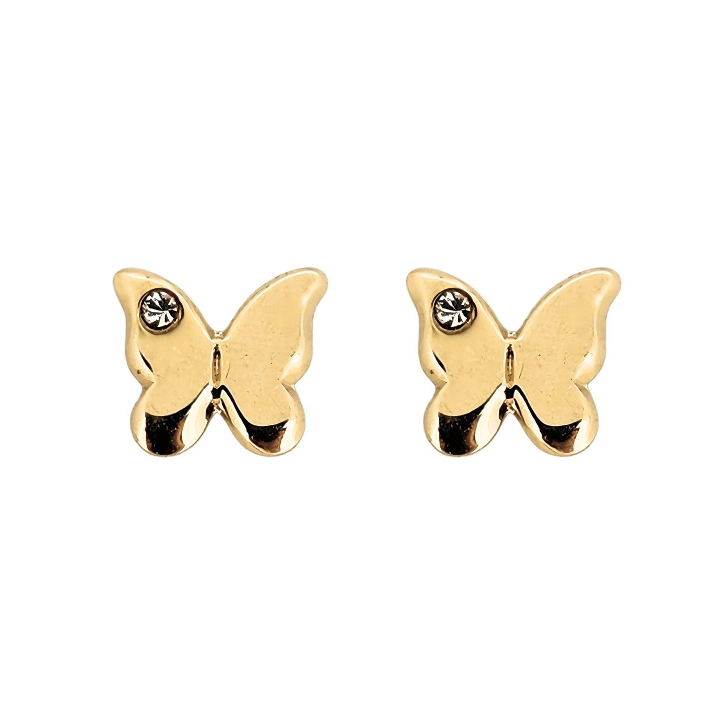 Aretes Mariposa con Zirconia Oro 10k, Tipo Broquel