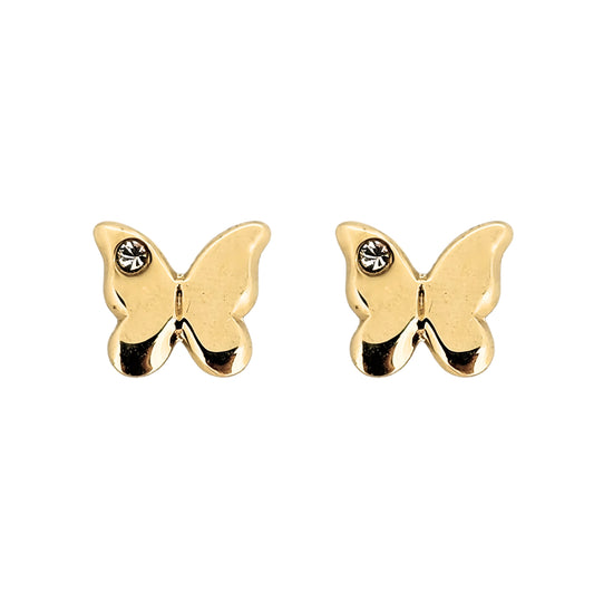 Aretes Mariposa con Zirconia Oro 10k, Tipo Broquel