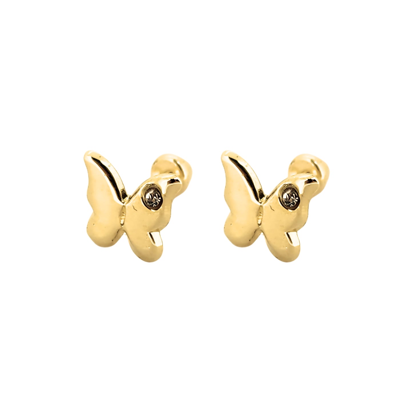 Aretes Mariposa con Zirconia Oro 10k, Tipo Broquel