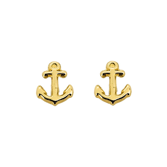 Aretes Ancla Lisa Oro 10k, Tipo Broquel
