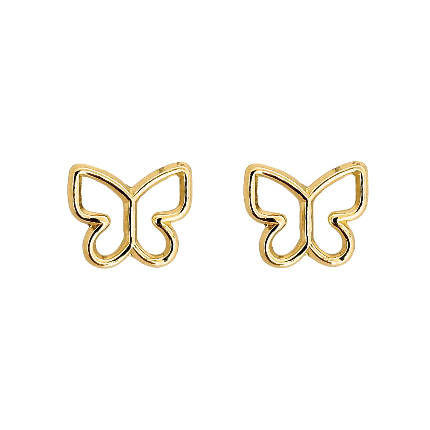 Aretes Mariposa Silueta Mediana Oro 10k, Tipo Broquel