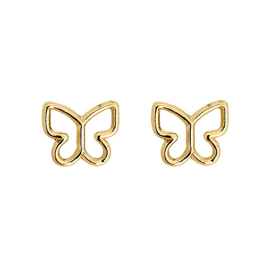 Aretes Mariposa Silueta Mediana Oro 10k, Tipo Broquel