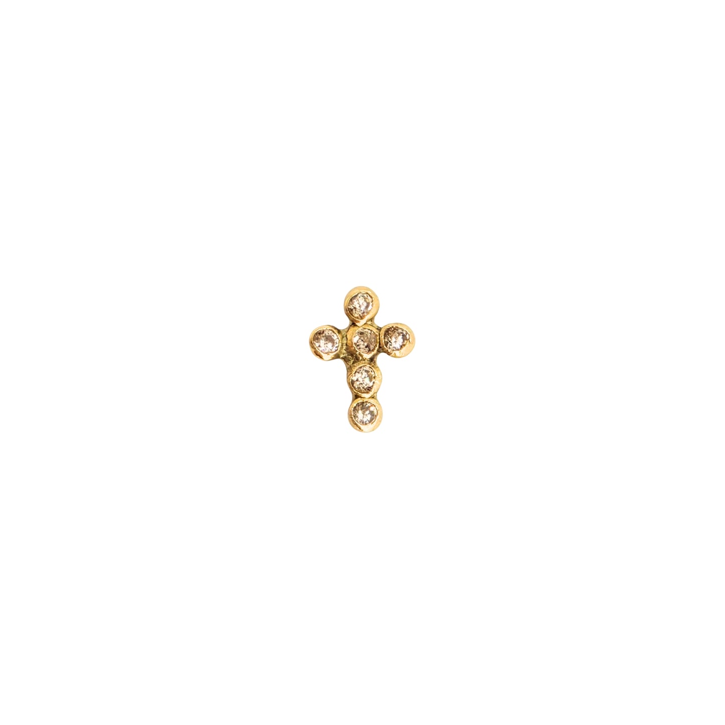 Aretes Oro 10K Broquel Mini Cruz Mini Bisel