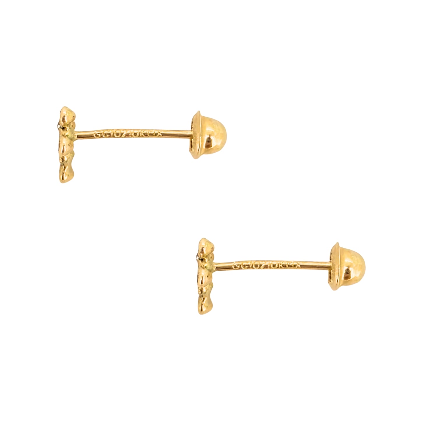 Aretes Oro 10K Broquel Mini Cruz Mini Bisel