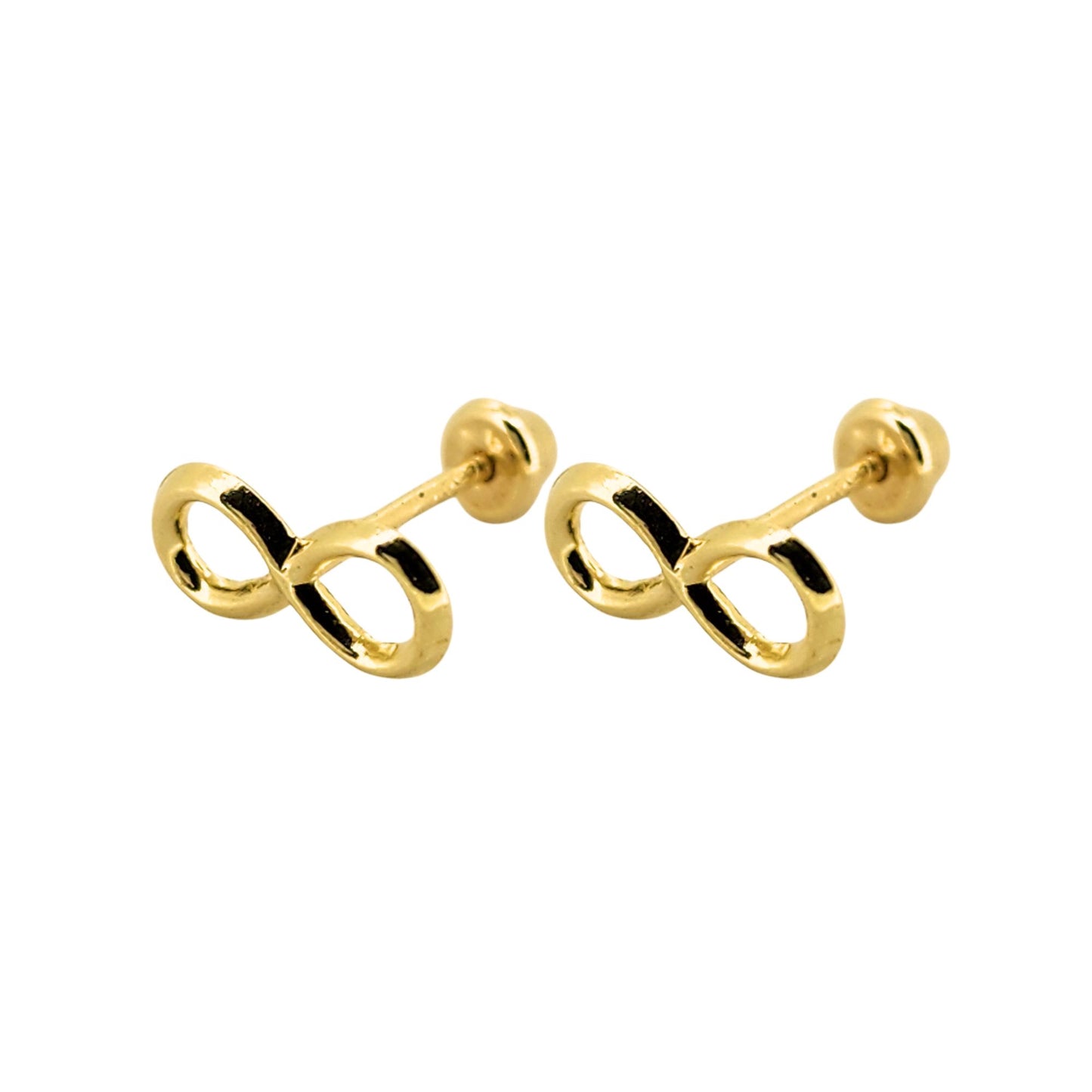 Aretes Oro 10K Broquel Infinito Mini Liso