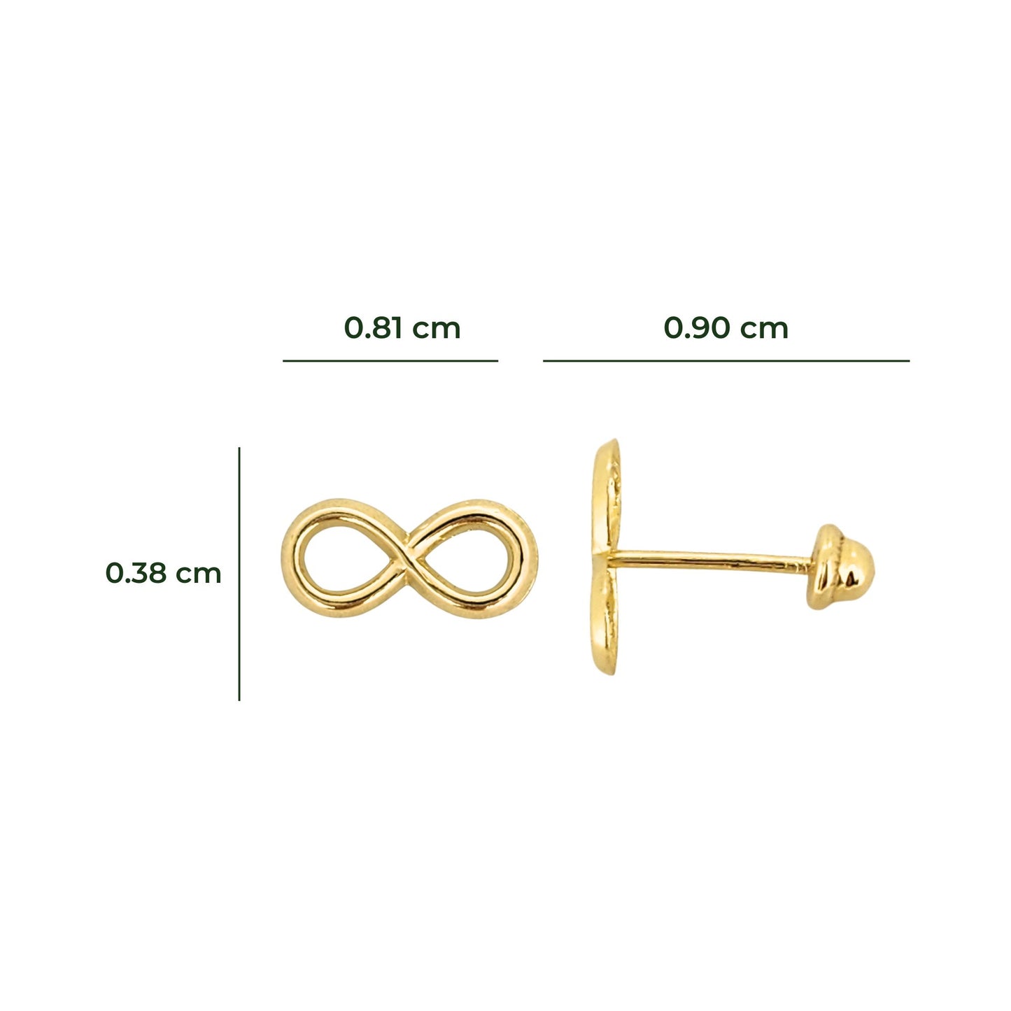 Aretes Oro 10K Broquel Infinito Mini Liso