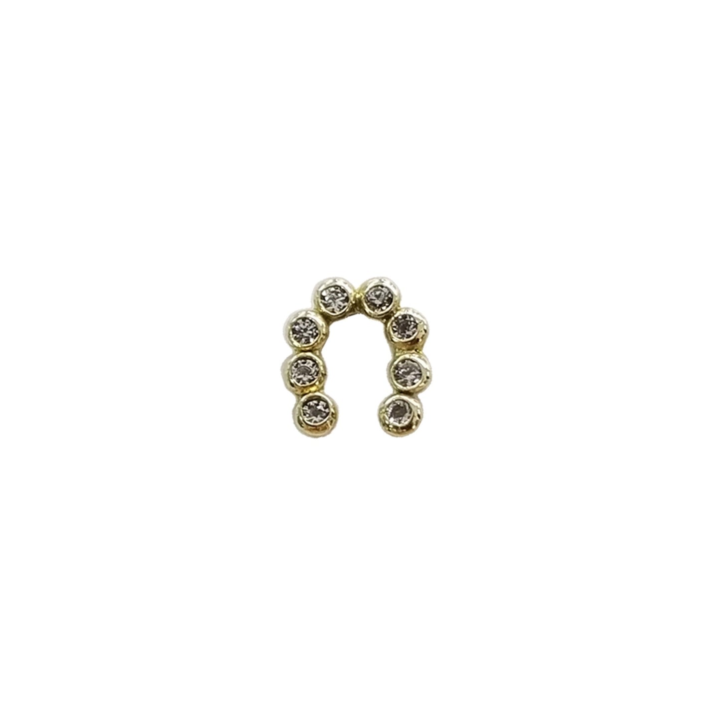 Aretes Herradura de Zirconias Bisel Oro 10k, Tipo Broquel