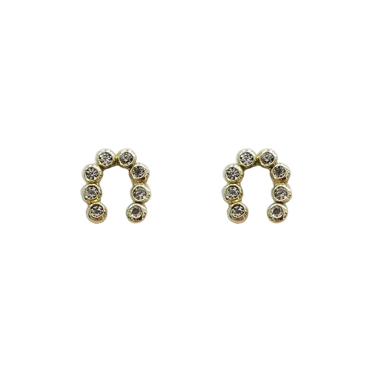 Aretes Herradura de Zirconias Bisel Oro 10k, Tipo Broquel