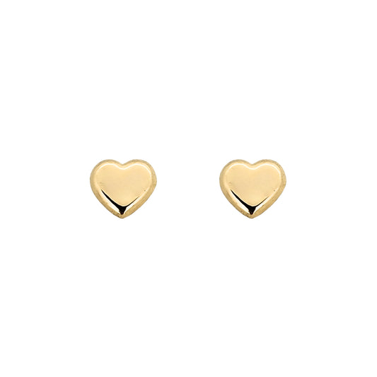 Aretes Corazón Mini Espejo Oro 10k, Tipo Broquel