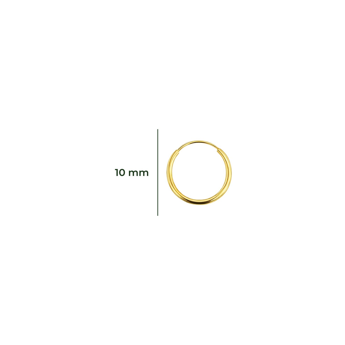 Aretes Oro 10K Broquel Huggies Lisas Oro Amarillo 10k Tamaño a Elegir 7 mm, 10 mm o 13 mm