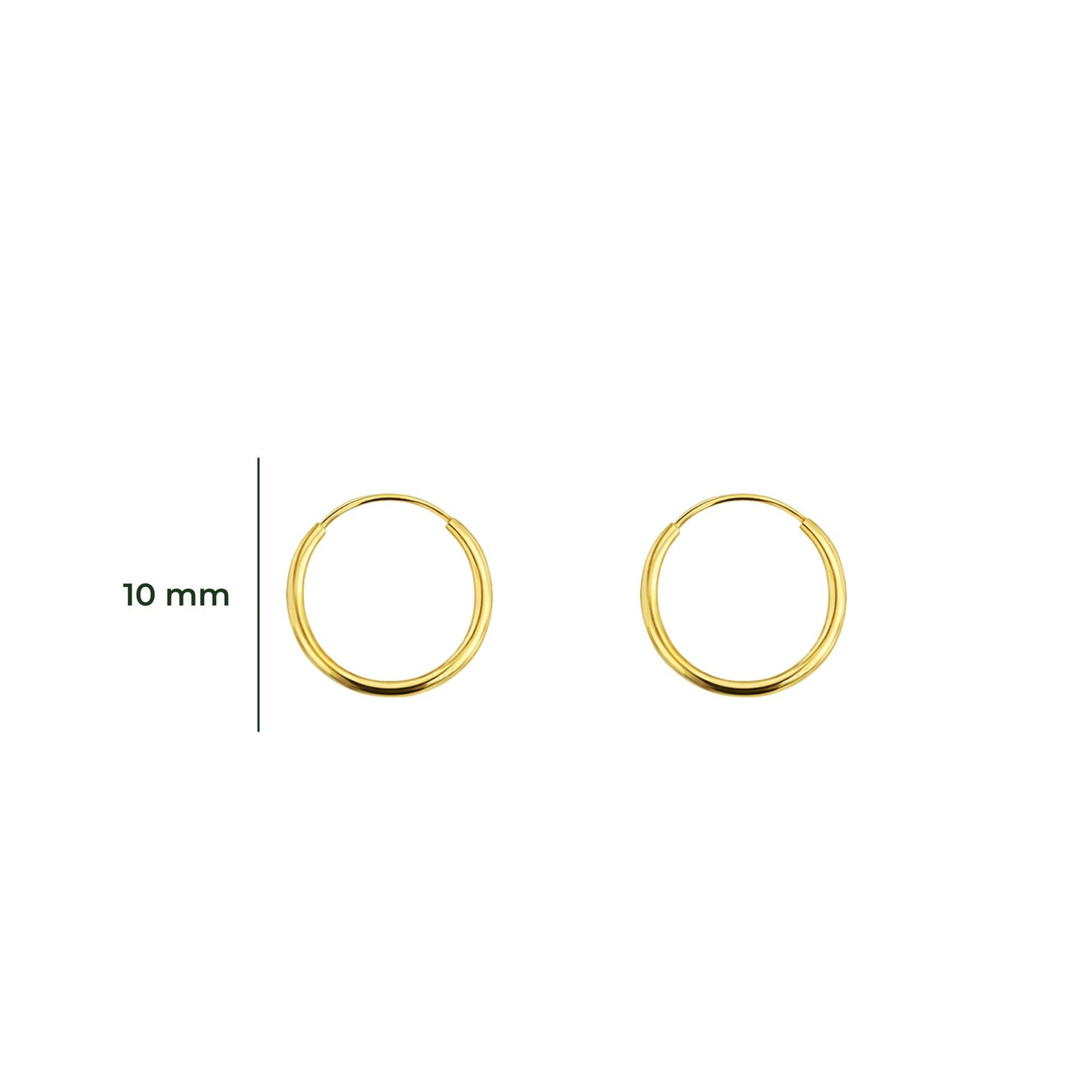 Aretes Oro 10K Broquel Huggies Lisas Oro Amarillo 10k Tamaño a Elegir 7 mm, 10 mm o 13 mm