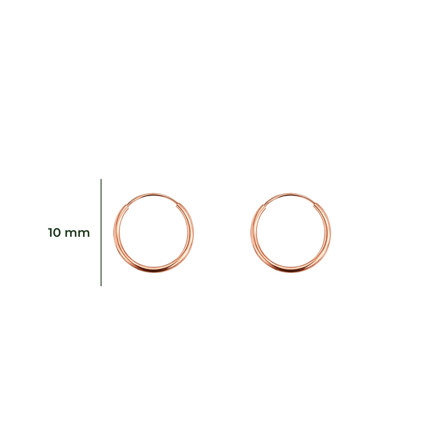 Aretes Oro 10K Broquel Huggies Lisas Oro Rosa 10k Tamaño a Elegir 7 mm, 10 mm o 13 mm