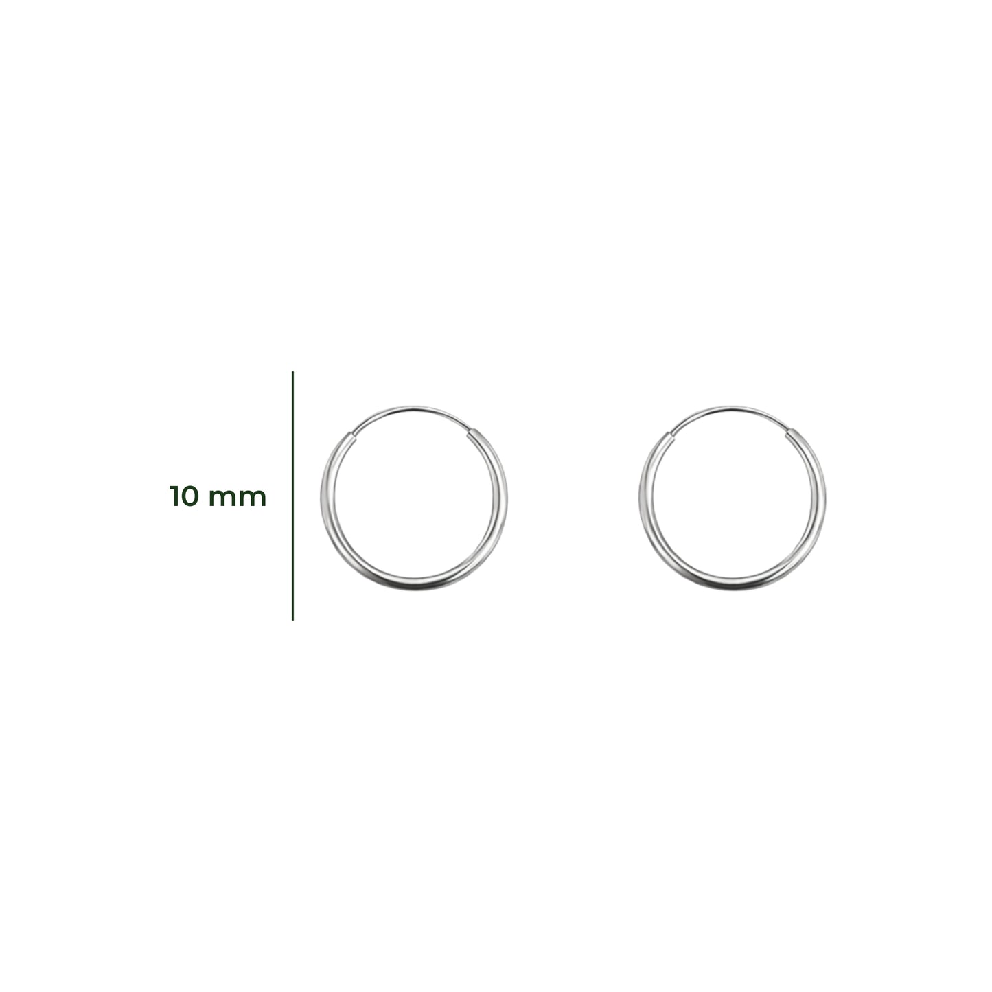 Aretes Oro 10K Broquel Huggies Lisas Oro Blanco 10k Tamaño a Elegir 7 mm, 10 mm o 13 mm