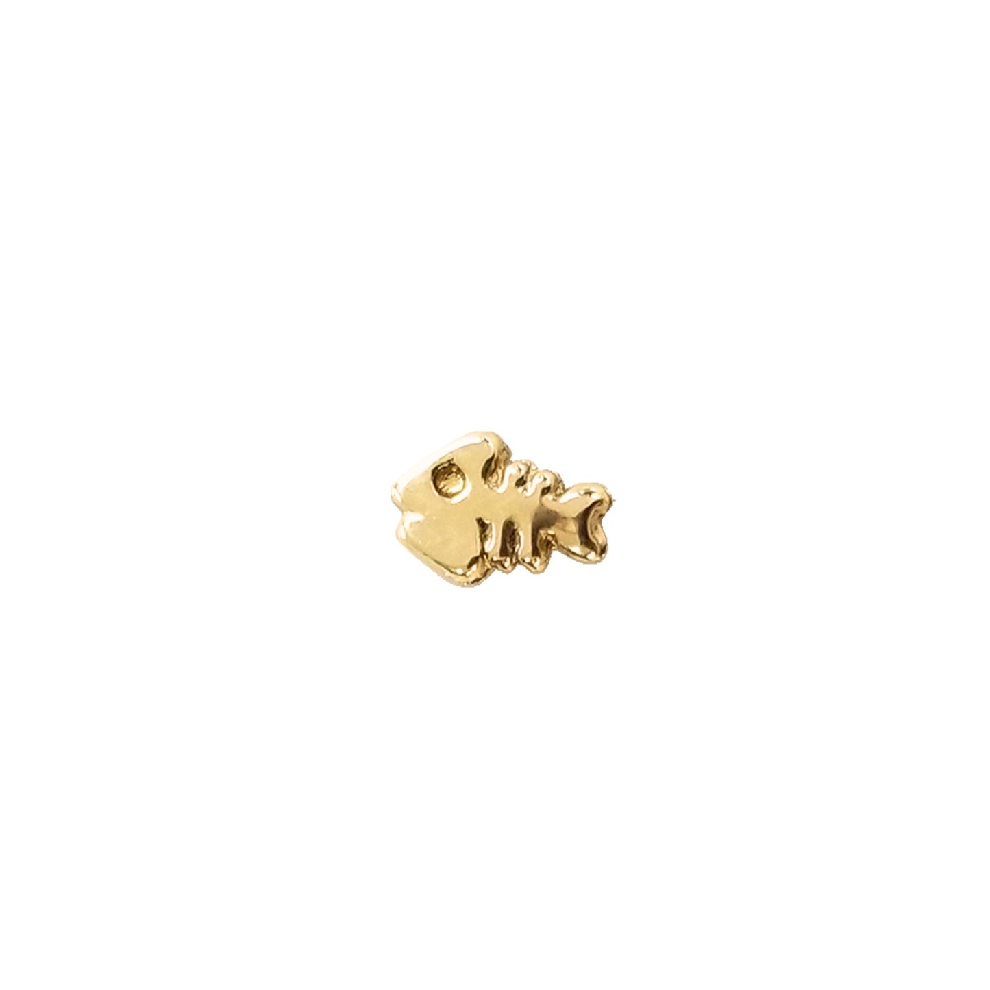 Aretes Esqueleto Pez, Oro 10k Tipo Broquel