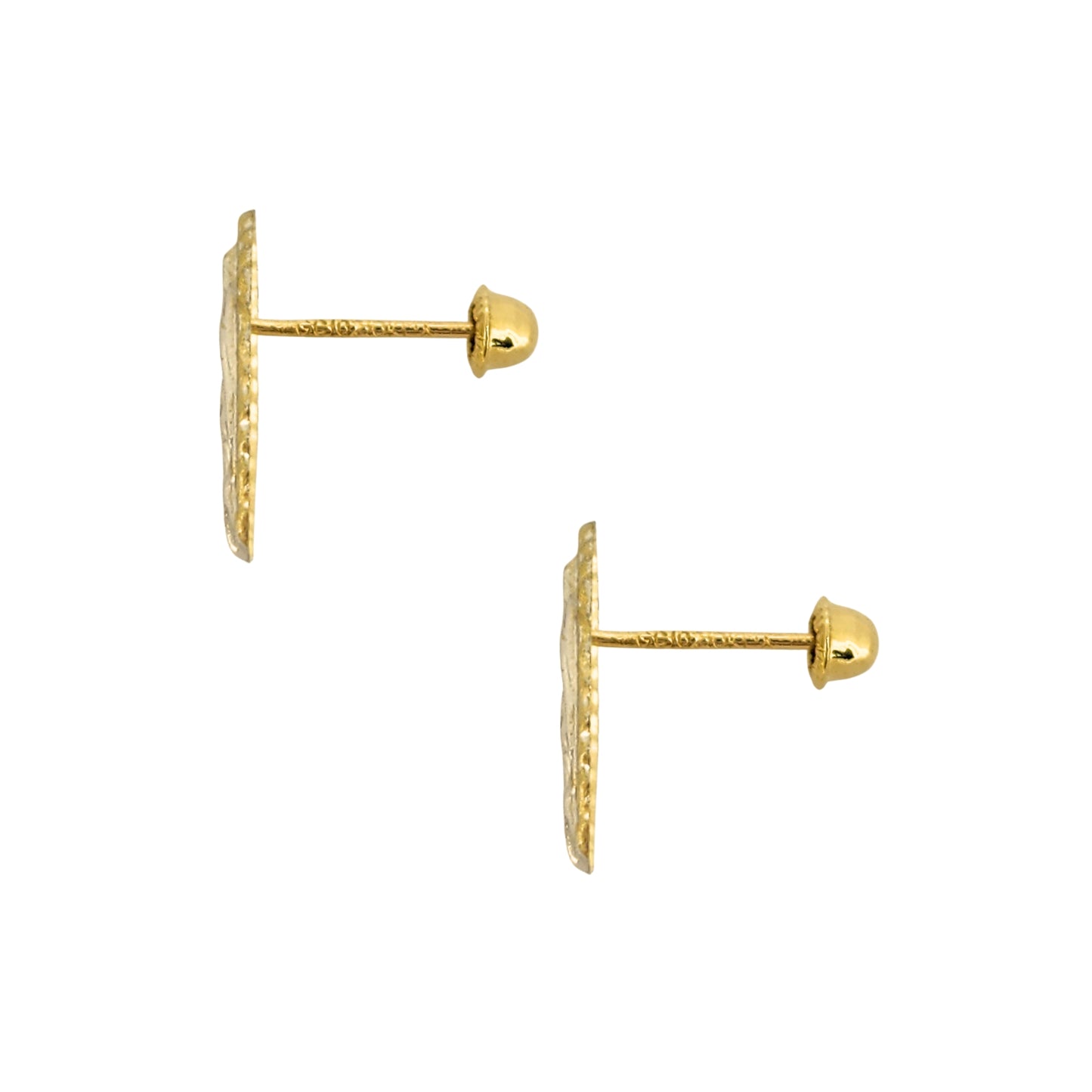 Aretes Oro 10K Broquel Virgen Bicolor