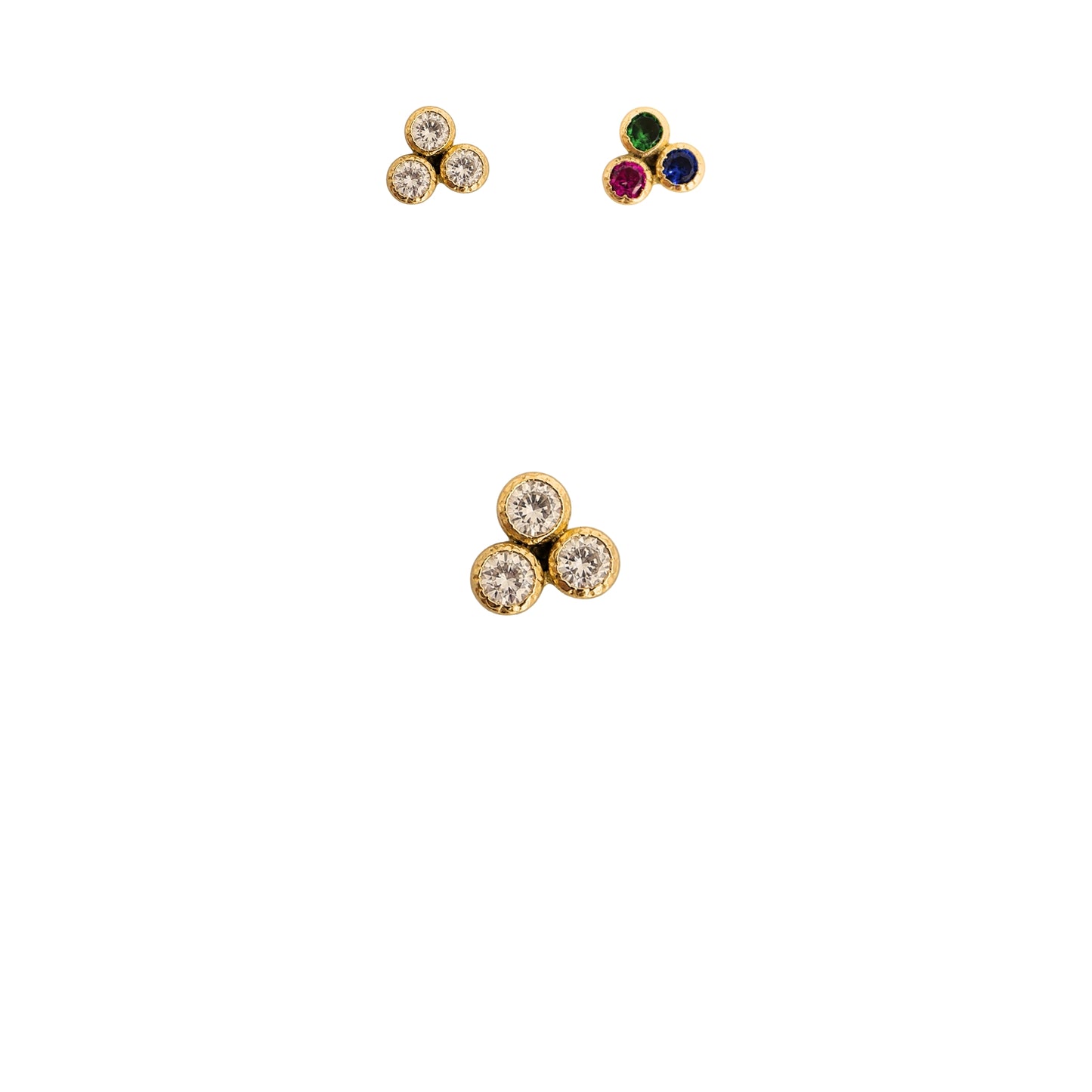 Aretes Trebol de Zirconias Bisel Oro 10k, Tipo broquel