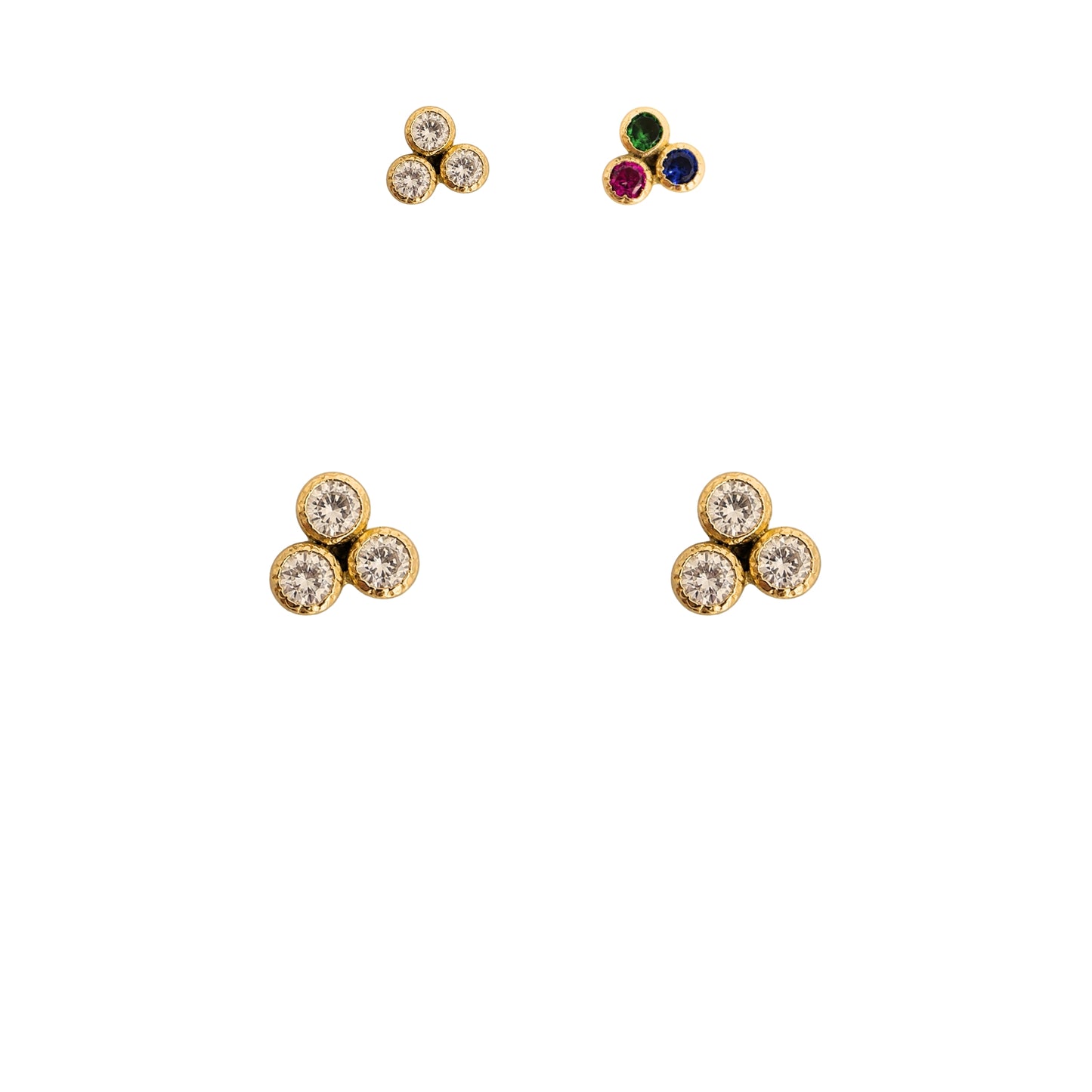 Aretes Trebol de Zirconias Bisel Oro 10k, Tipo broquel