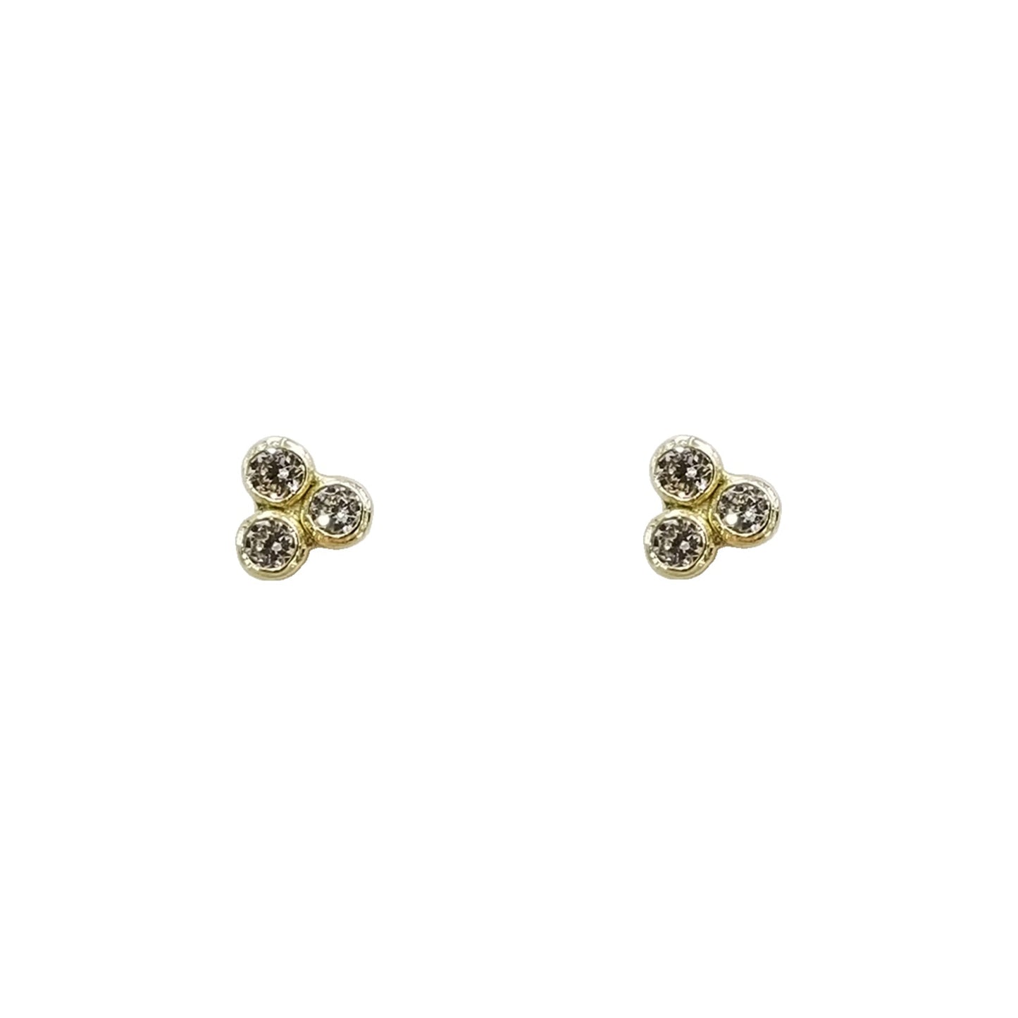 Aretes Trebol de Zirconias Bisel Oro 10k, Tipo broquel