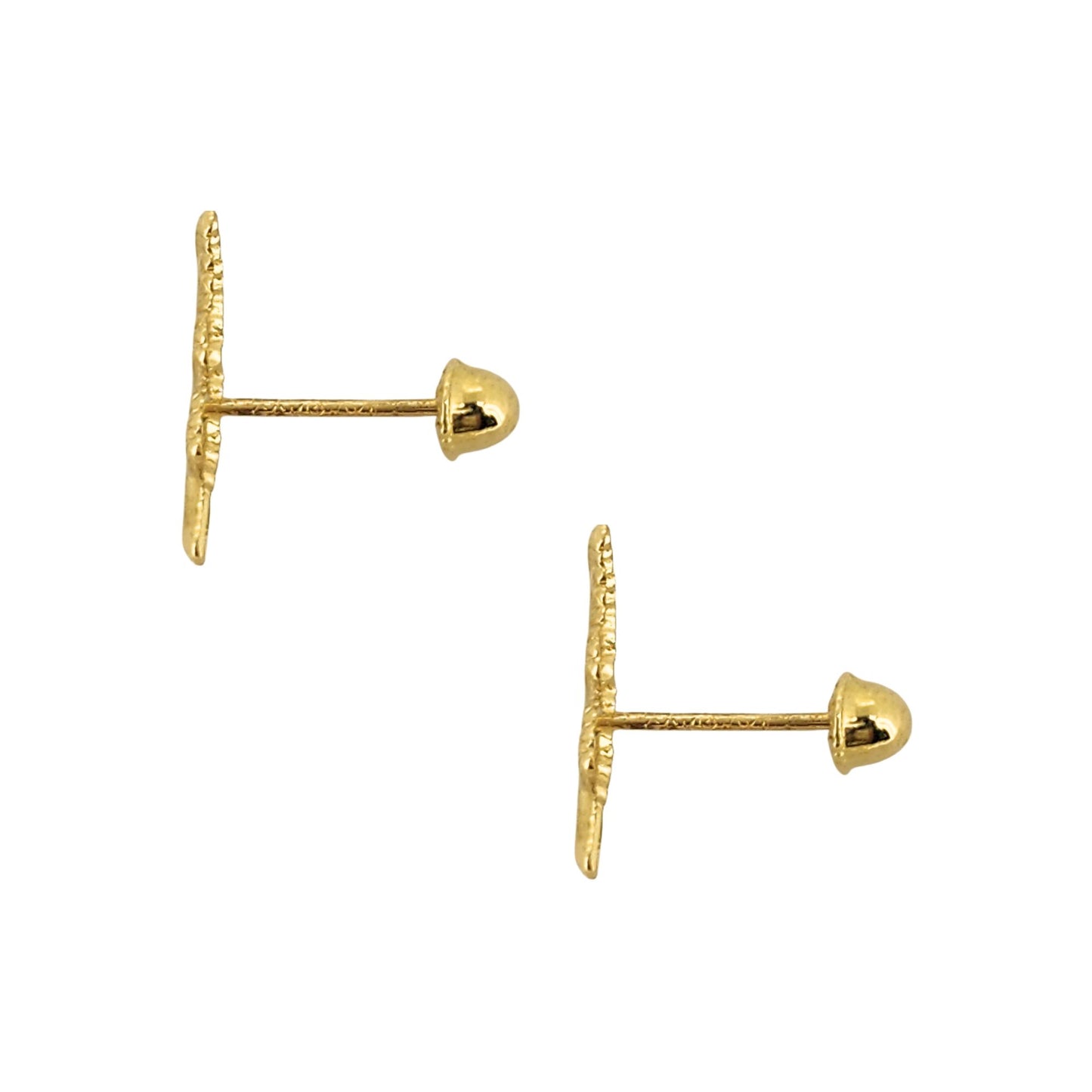 Aretes Oro 10K Broquel Pluma de Ave