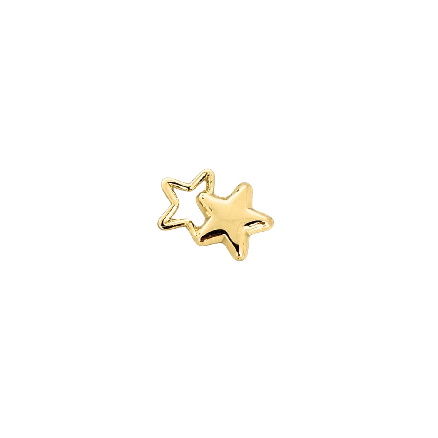 Aretes Estrella Doble Silueta, Oro 10K Tipo Broquel
