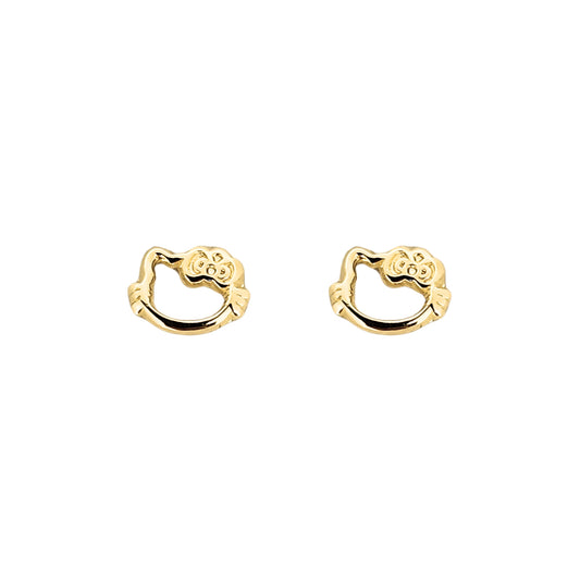Aretes Gatita Silueta Oro 10k, Tipo Broquel
