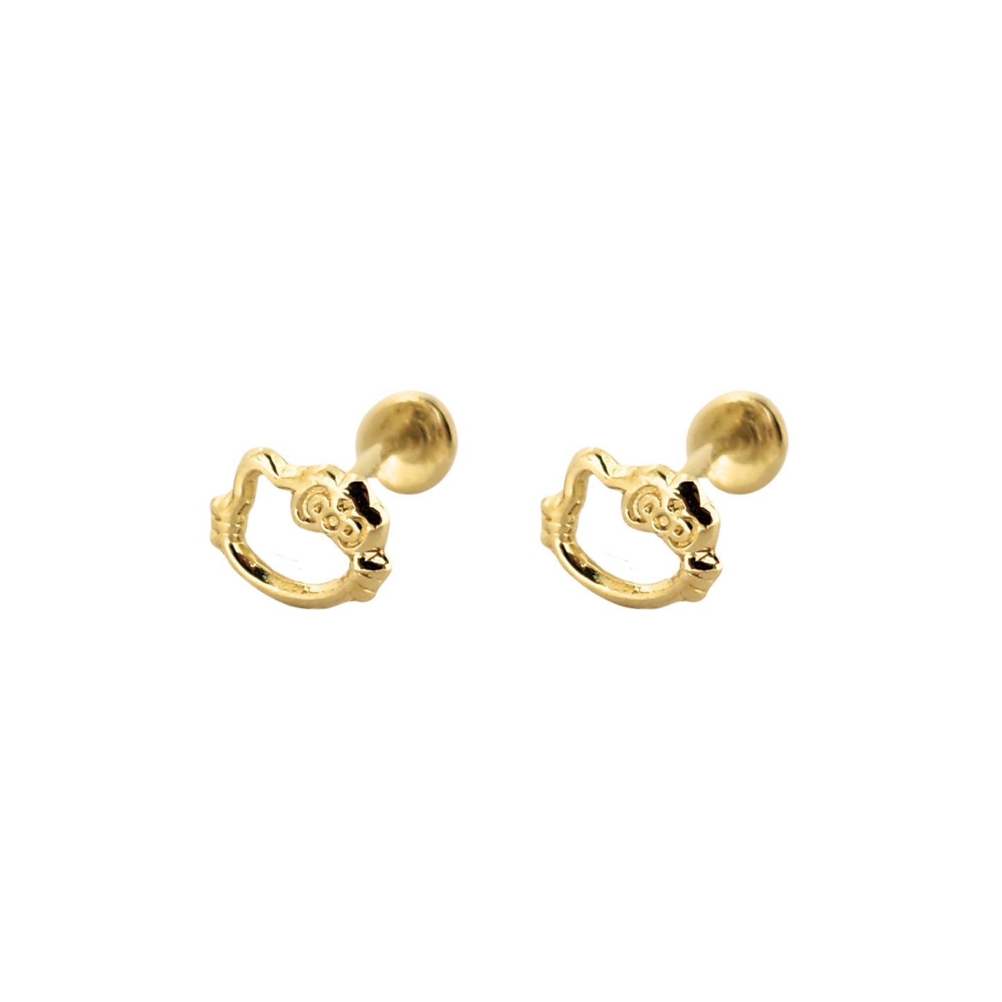 Aretes Gatita Silueta Oro 10k, Tipo Broquel