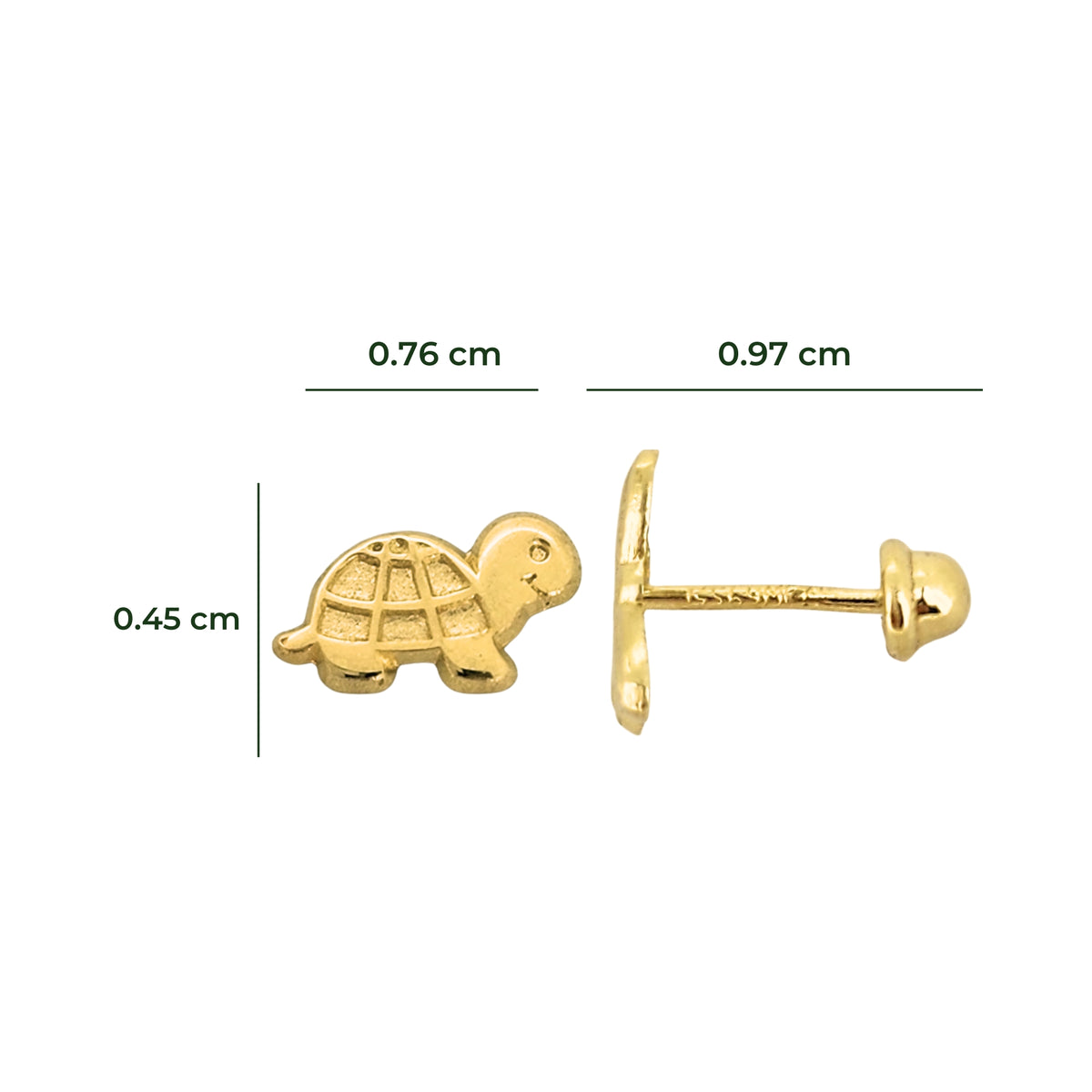 Aretes Oro 10K Broquel Tortuga