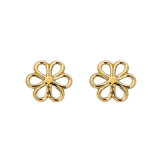 Aretes Flor, Oro 10K Tipo Broquel