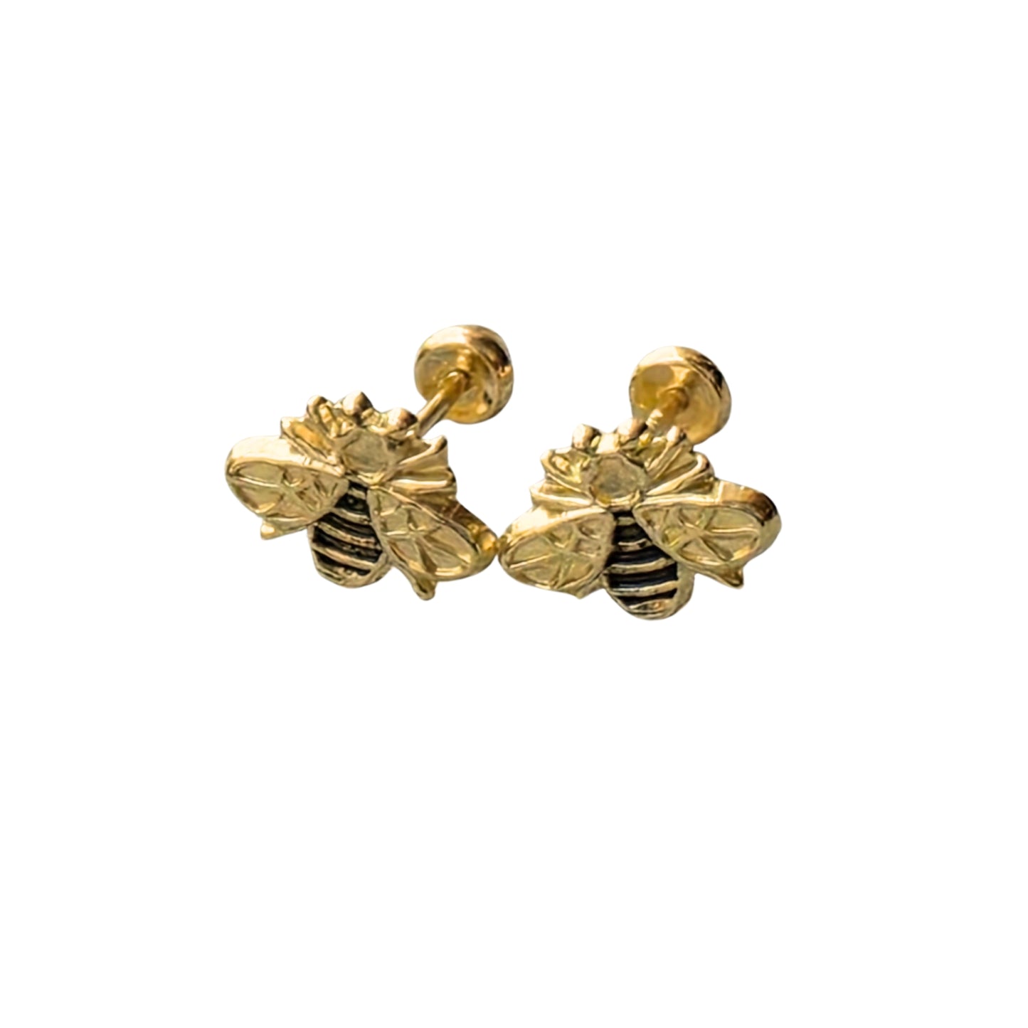 Aretes Oro 10K Broquel Abejita