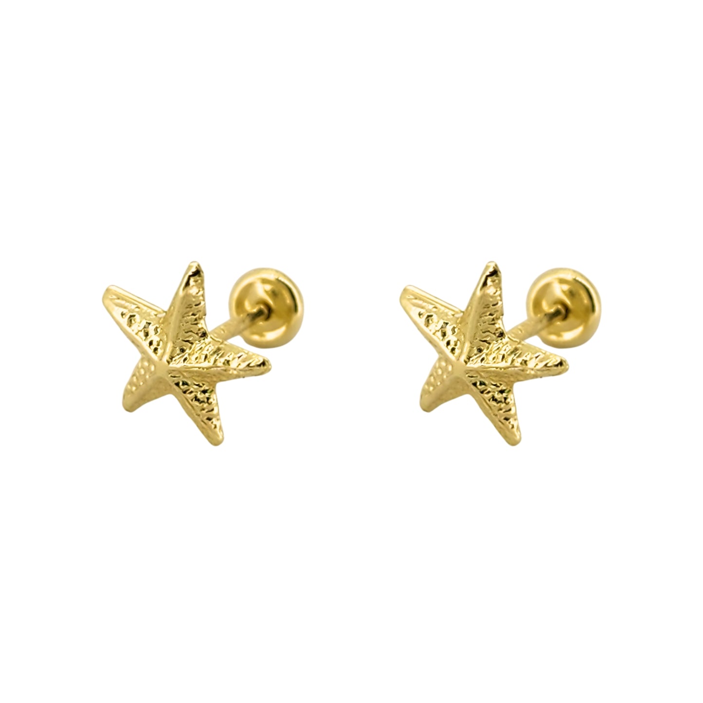 Aretes Oro 10K Broquel Estrella de Mar