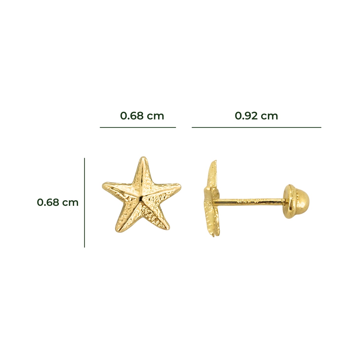 Aretes Oro 10K Broquel Estrella de Mar