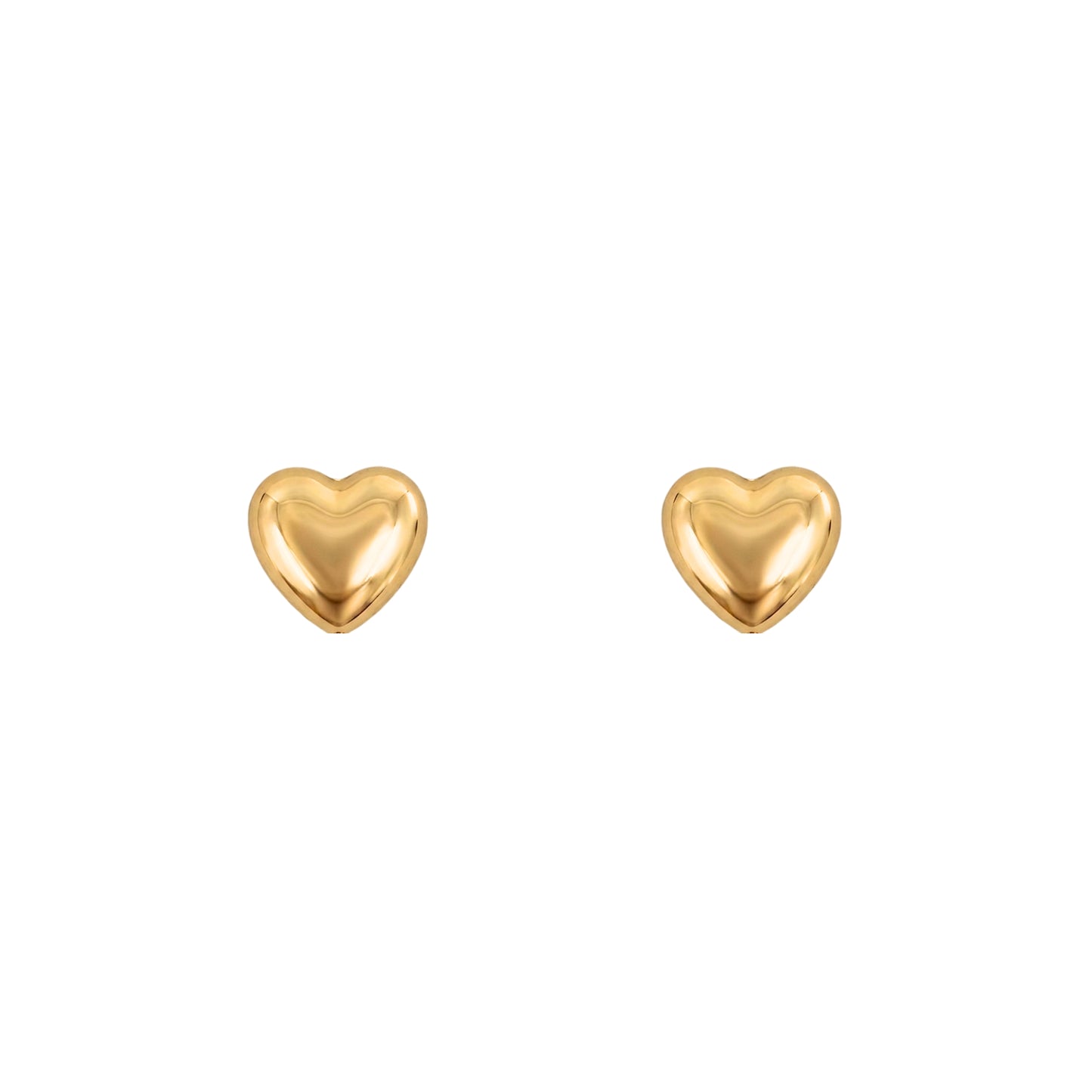 Aretes Oro 10K Broquel Corazon Inflado Chico