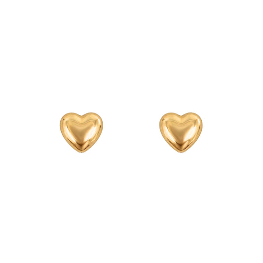 Aretes Oro 10K Broquel Corazon Inflado Chico