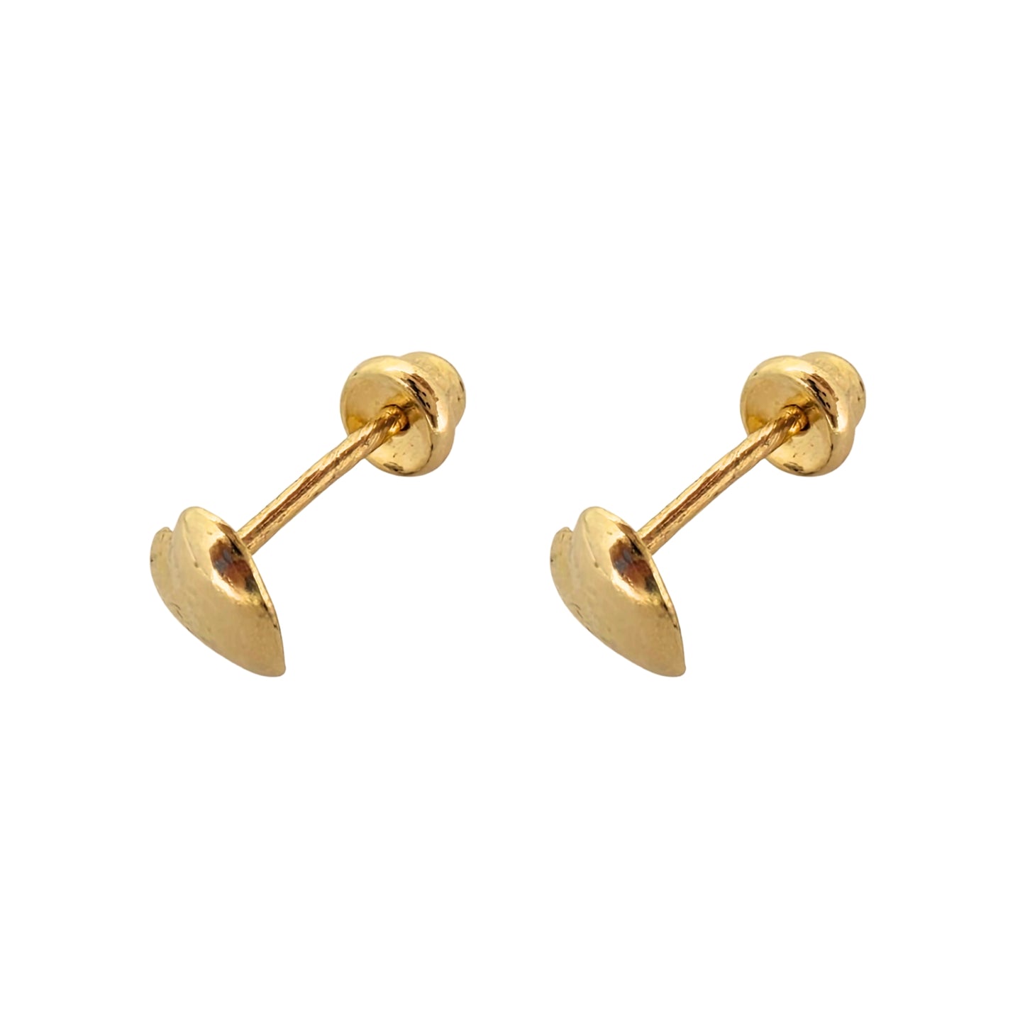 Aretes Oro 10K Broquel Corazon Inflado Chico