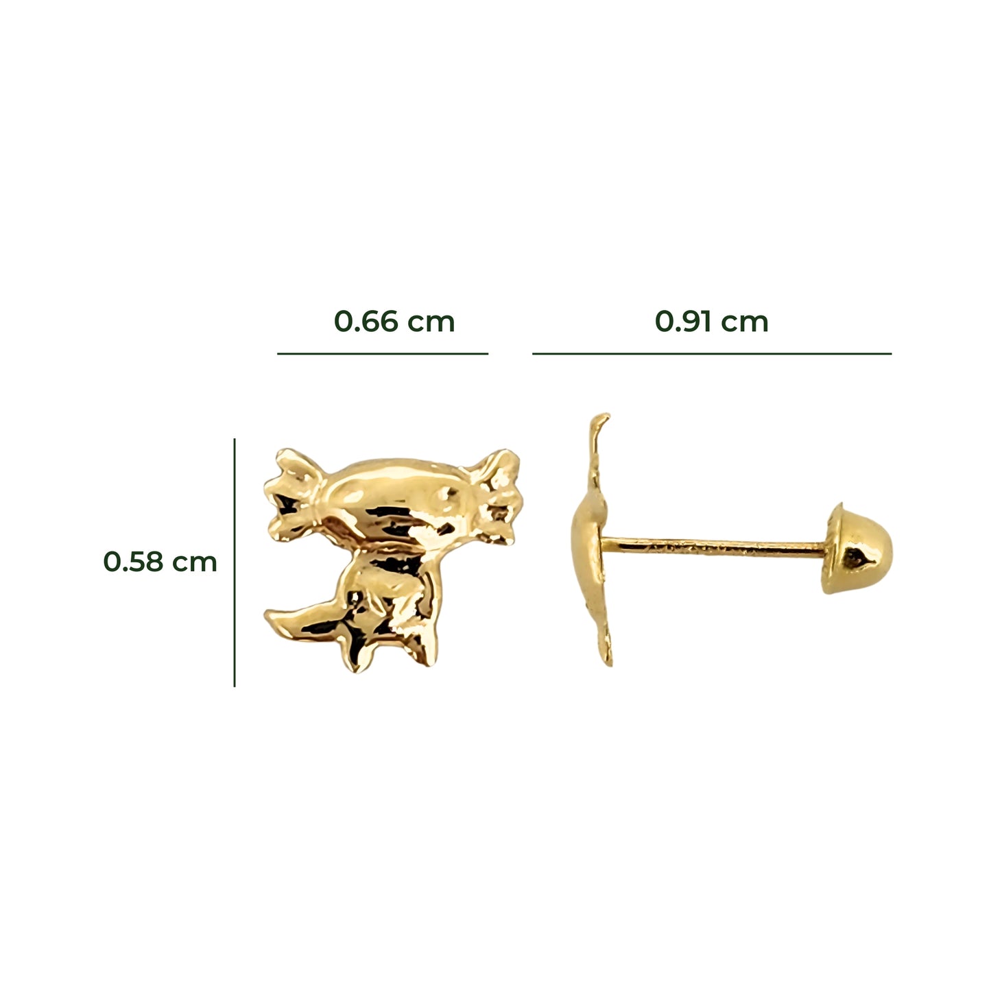 Aretes Oro 10K Broquel Ajolote (Axolote)