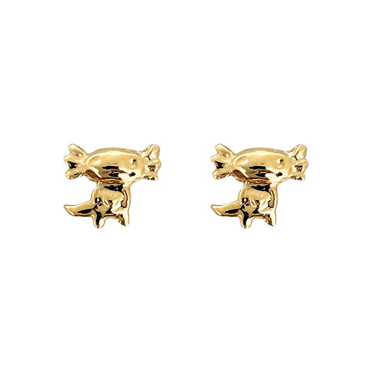 Aretes Oro 10K Broquel Ajolote (Axolote)