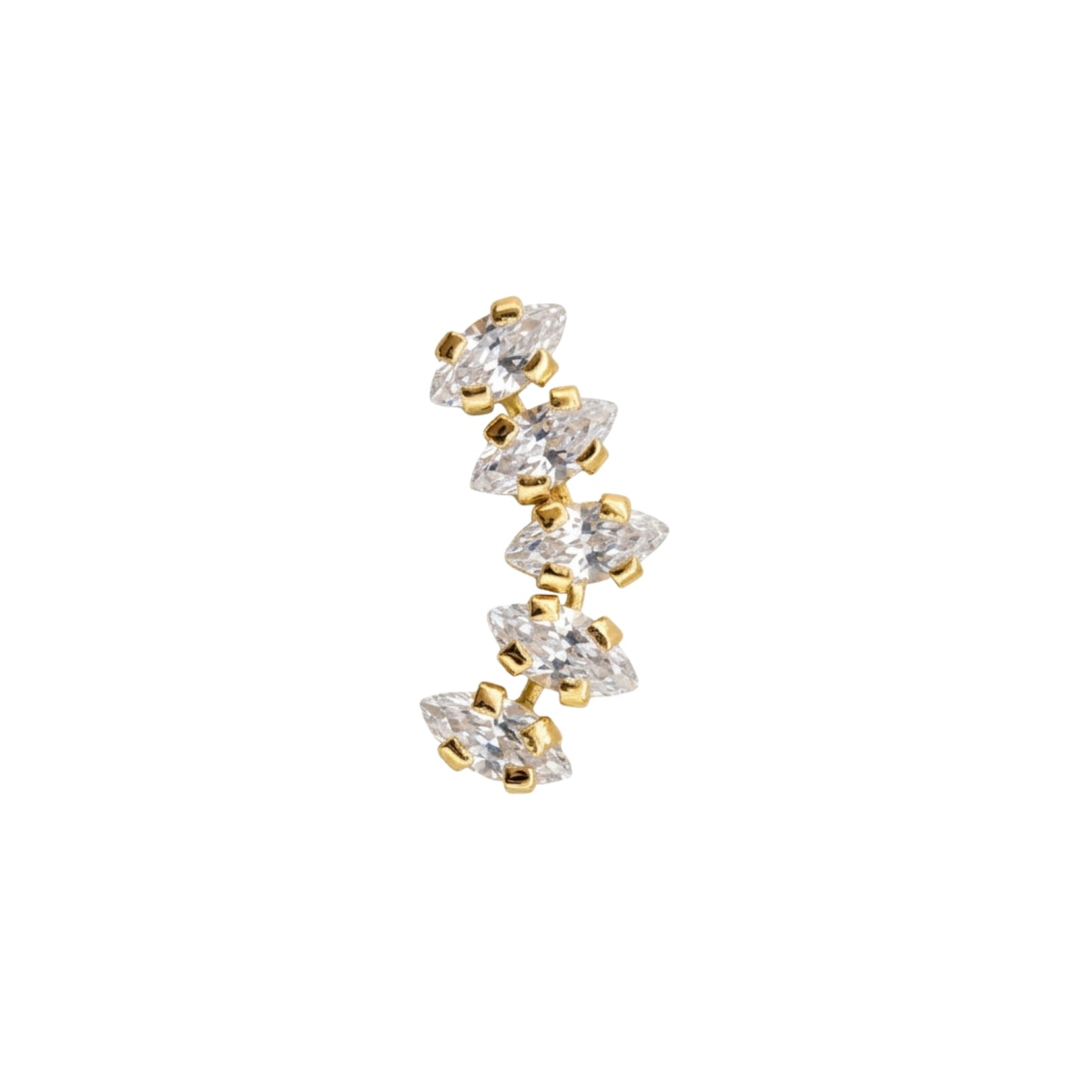 Aretes Oro 10K Broquel Lambada Zirconias Marquise Blancas