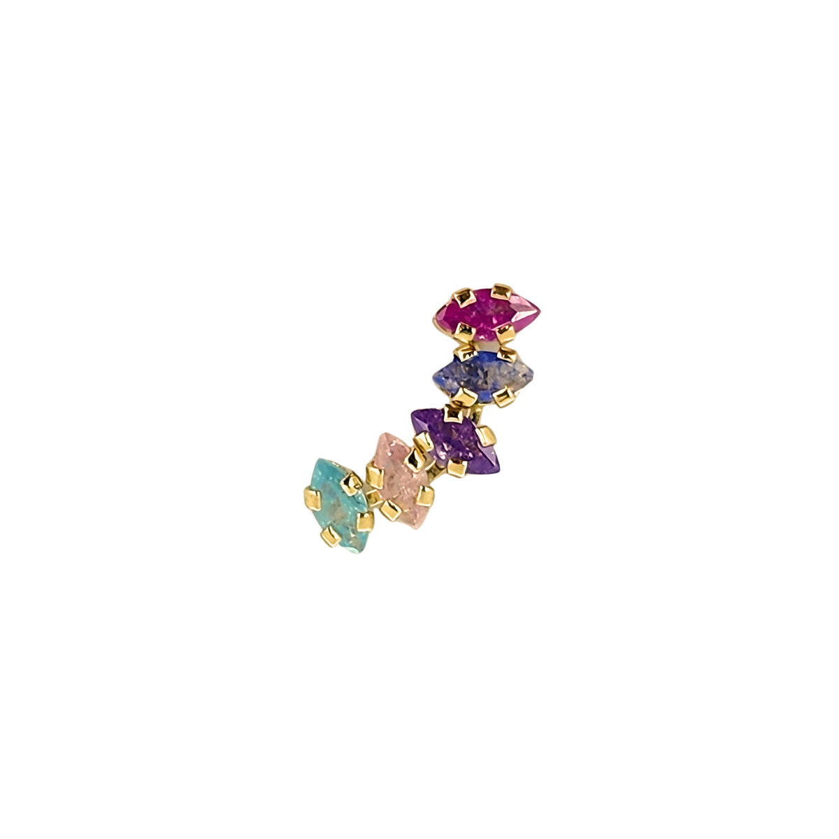 Aretes Oro 10K Broquel Lambada con Zirconias Marquise de Colores